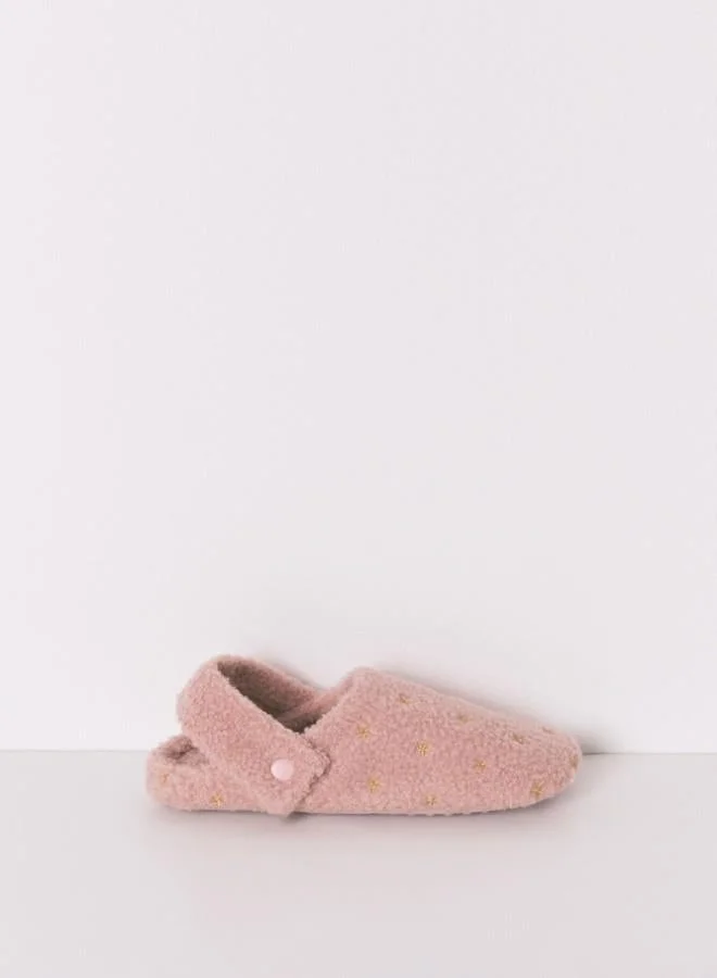 women'secret Pink glitter faux shearling slippers
